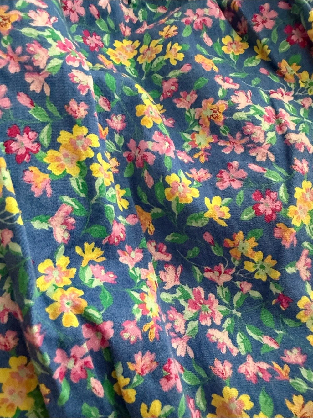Ralph Lauren Blue Floral Baby Bubble Romper with White Peter Pan Collar